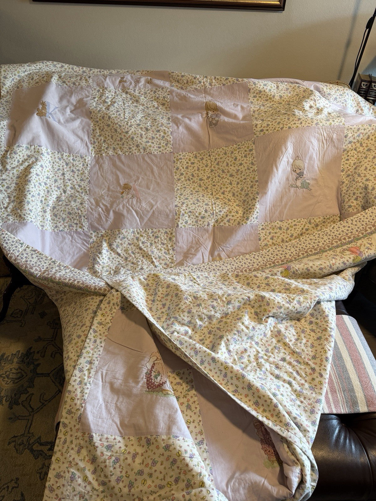 Precious Moments bedding PMI Spectrix patchwork cross-stitch comforter full