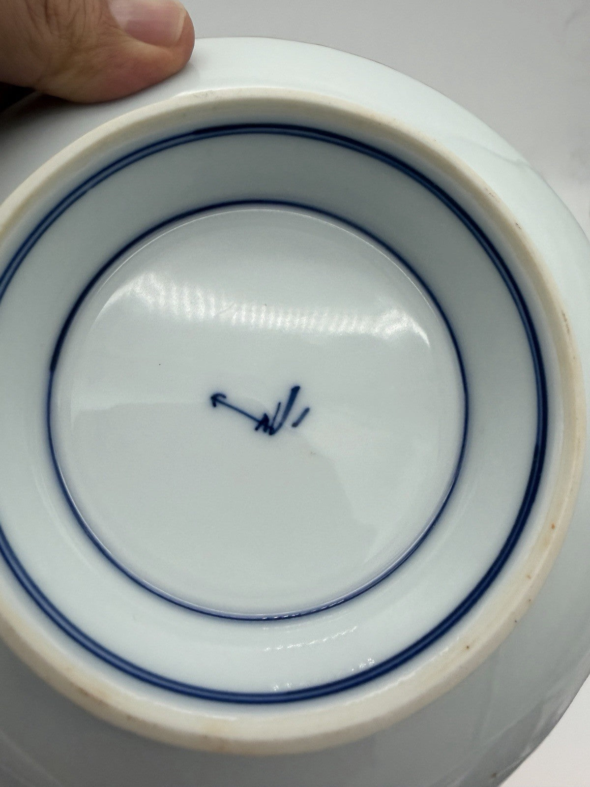 Antique Arita Japan Porcelain Blue /white Pedestal Painted Footed Serving Dish