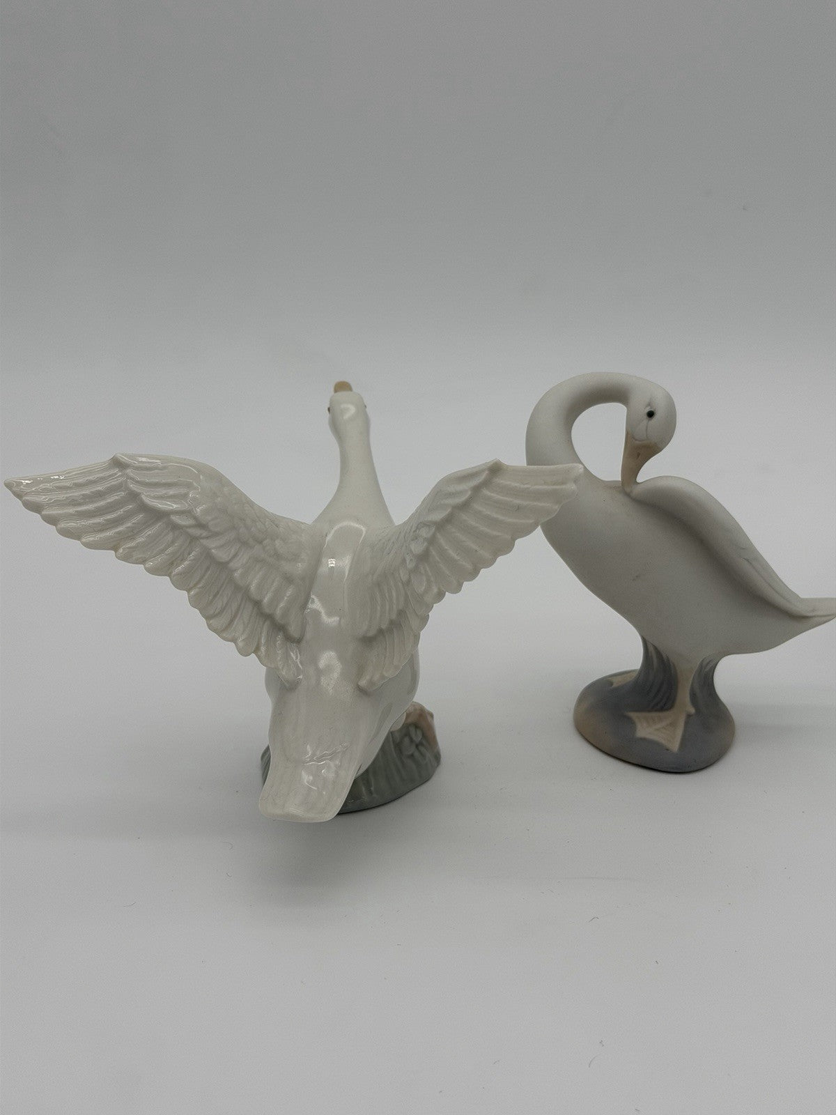 Lladro Spain Porcelain White Glossy /matte Pair Ducks Gesse Figurine Painted