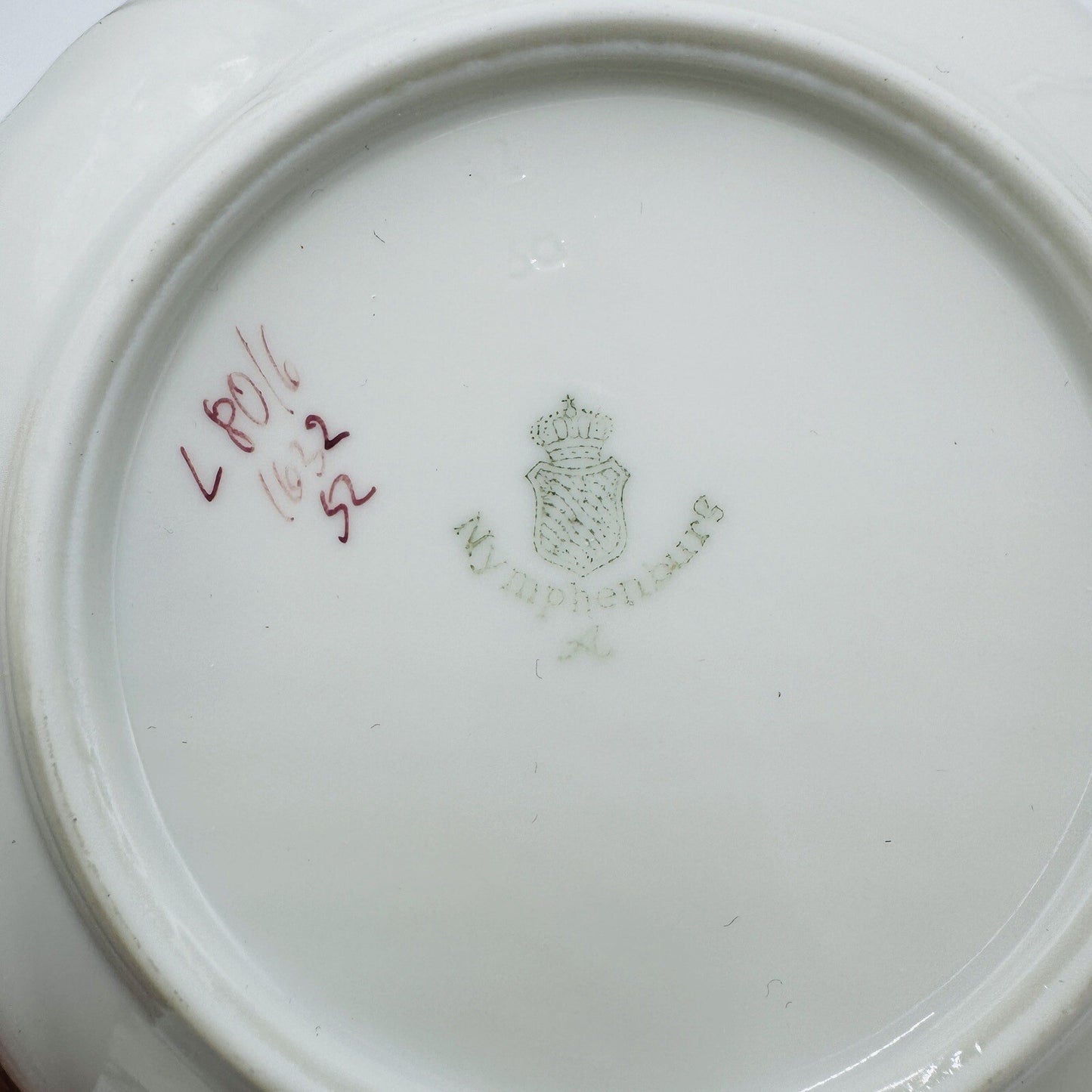 Nymphenburg Teacup & Saucer Porcelain Germany Welle Ribbed 1632 Floral Antique