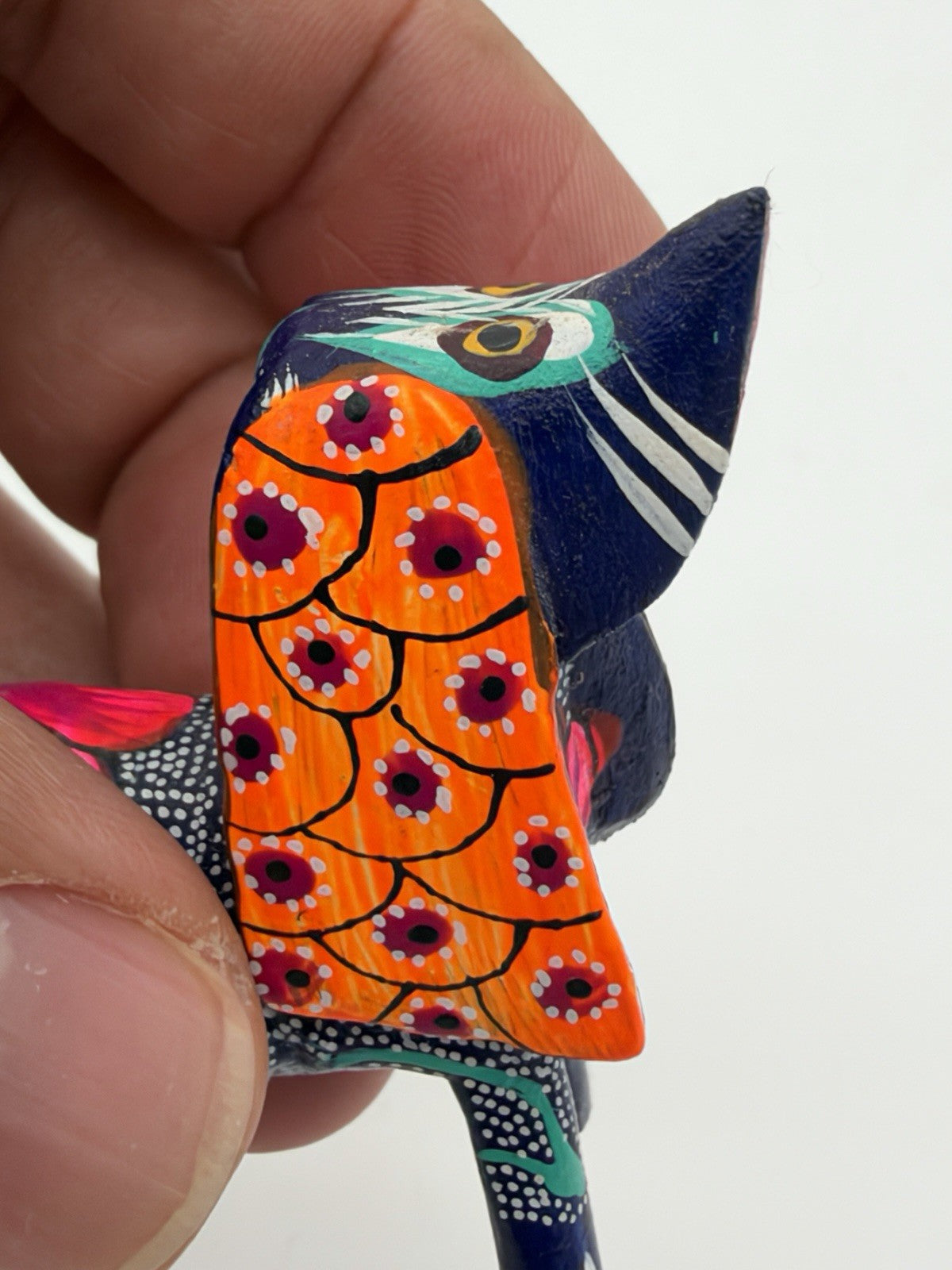 Alebrije Oaxacan Wood Carving Folk Art Hand Painted Floral Dog Miniature Figurin