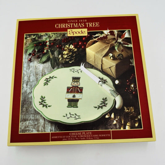 Spode Christmas Tree Nutcracker Cheese Plate & Knife Set NIB