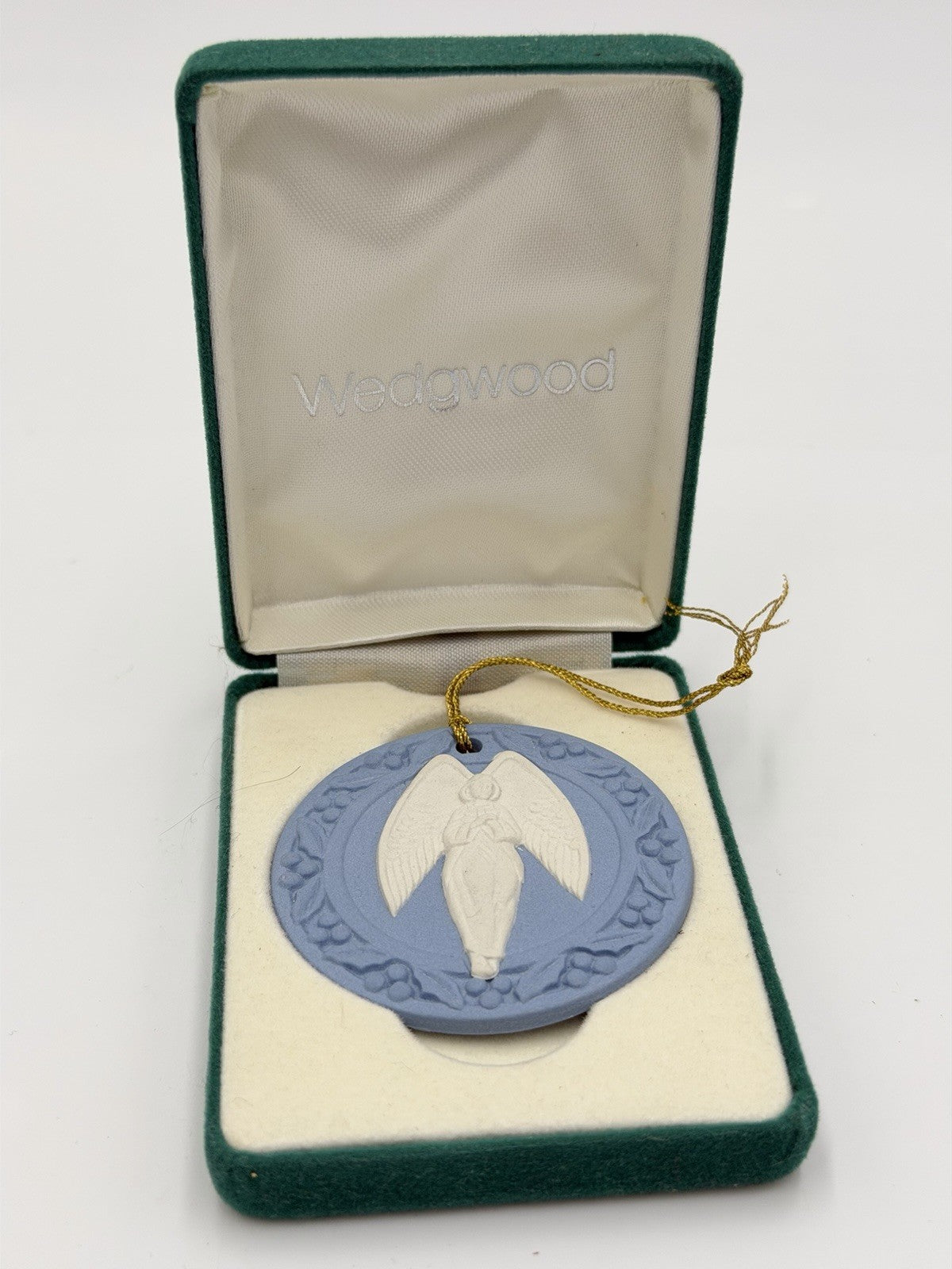 Wedgwood Jasperware  Blue White Angel Christmas Ornament Round England