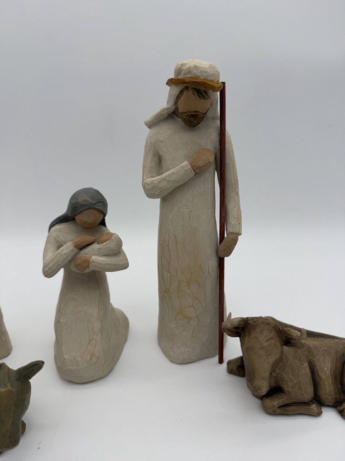 Willow Tree Nativity 1999 Susan Lordi 5 PCs Mary Joseph Shepherd Cow Donkey Set