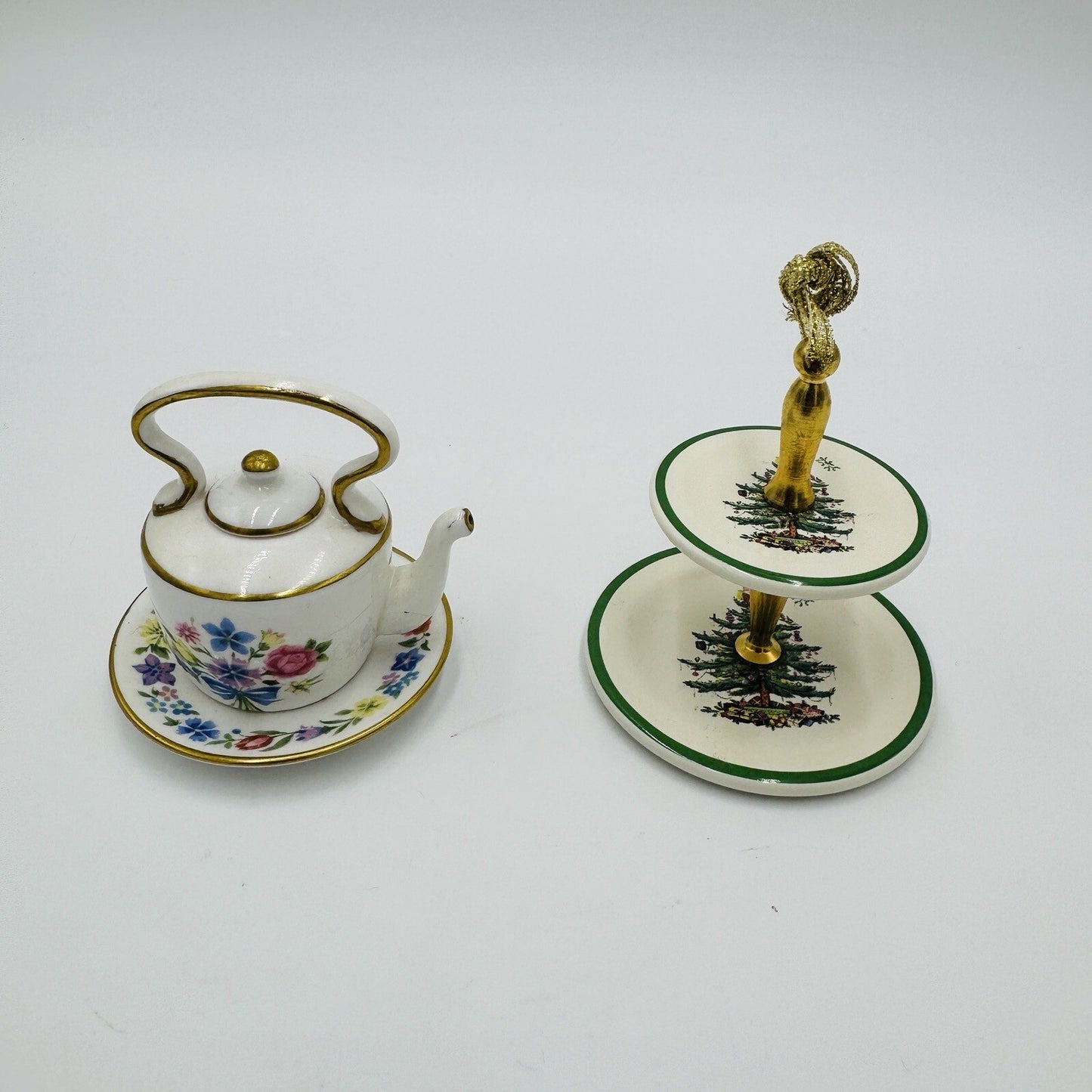 Spode Miniatures Teapot Plate 2 Tier Serving Tray Miniatures 2in Rare Vintage