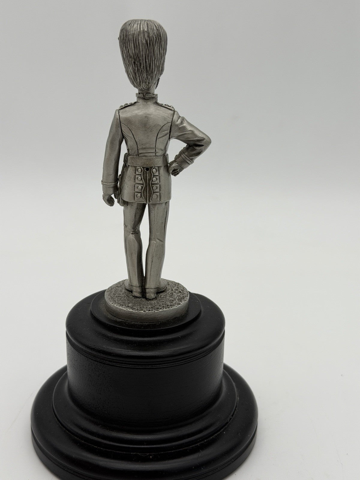 Vintage Pewter Grenadier Of Canada On wooden base soldier figurine Sculpture 7.5