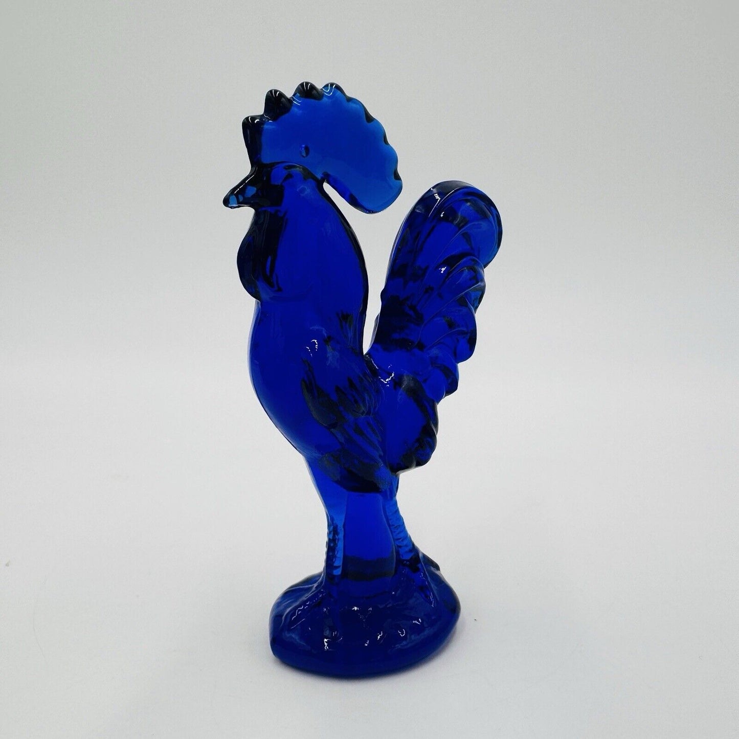 Westmoreland Art Glass Cobalt Blue Rooster Figurine 4” Vintage MCM