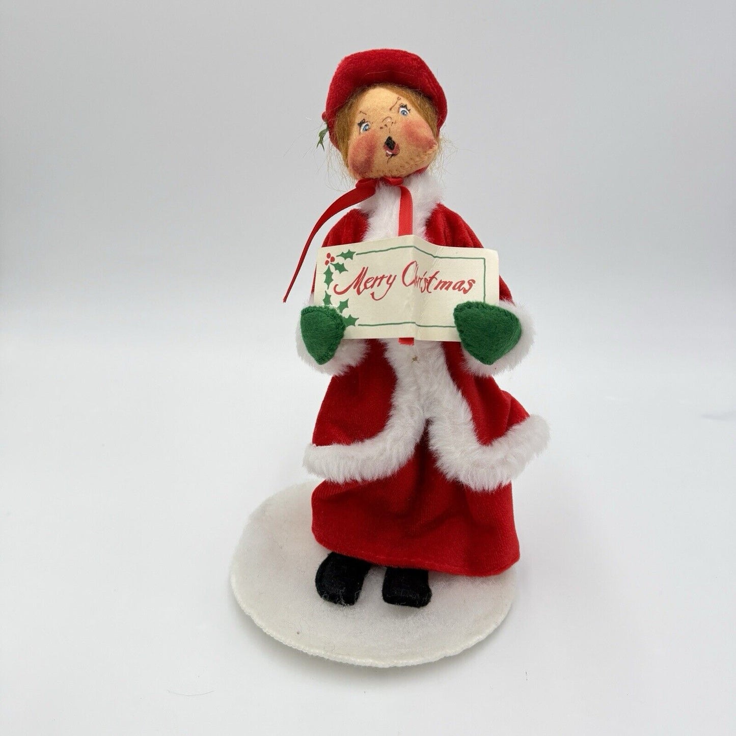 Annalee Doll Christmas Caroler Girl Vintage 1987 Rare Read Felt Fabric 10”