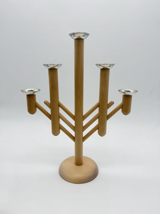Aarikka Finland 5-arm candelabra Rapsodia line wood pine folk Art Candle Holder