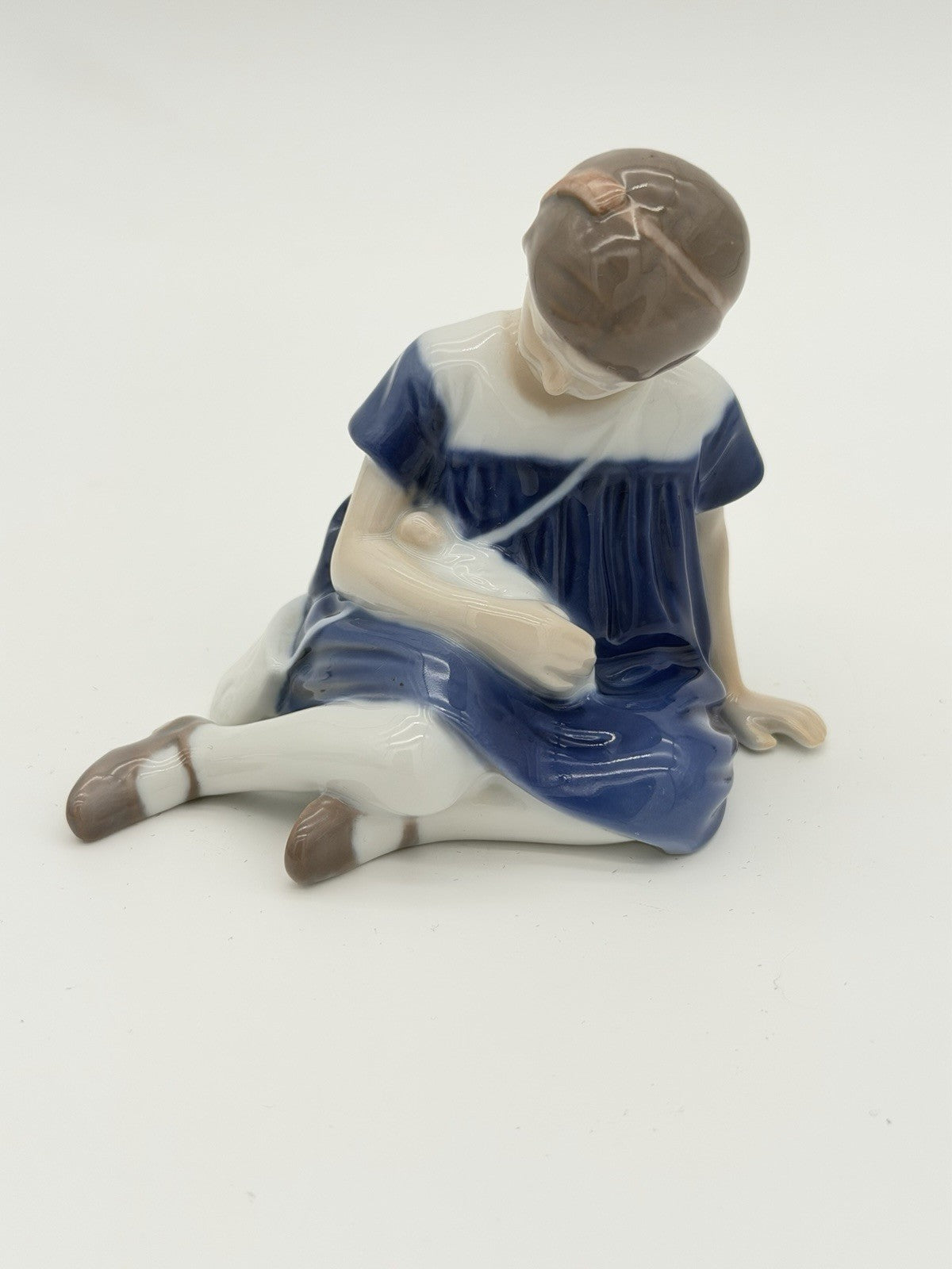 Royal Copenhagen Bing Grondahl B&G Little Girl w/Doll Porcelain Figurine Demark
