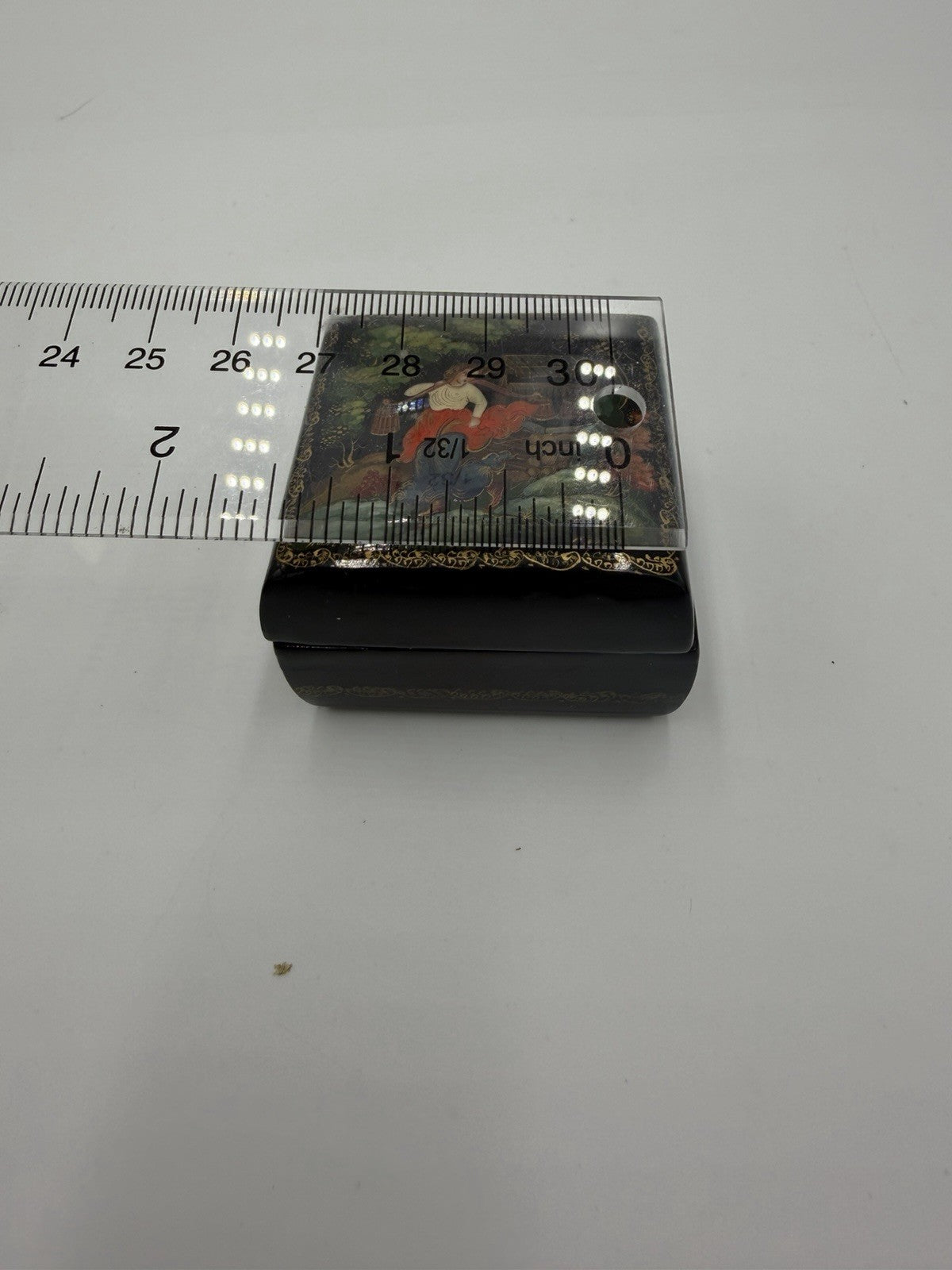 Folk Art Russian Wood Lacquer Box 80s Handpainted Fairy Tale Woman in the Well