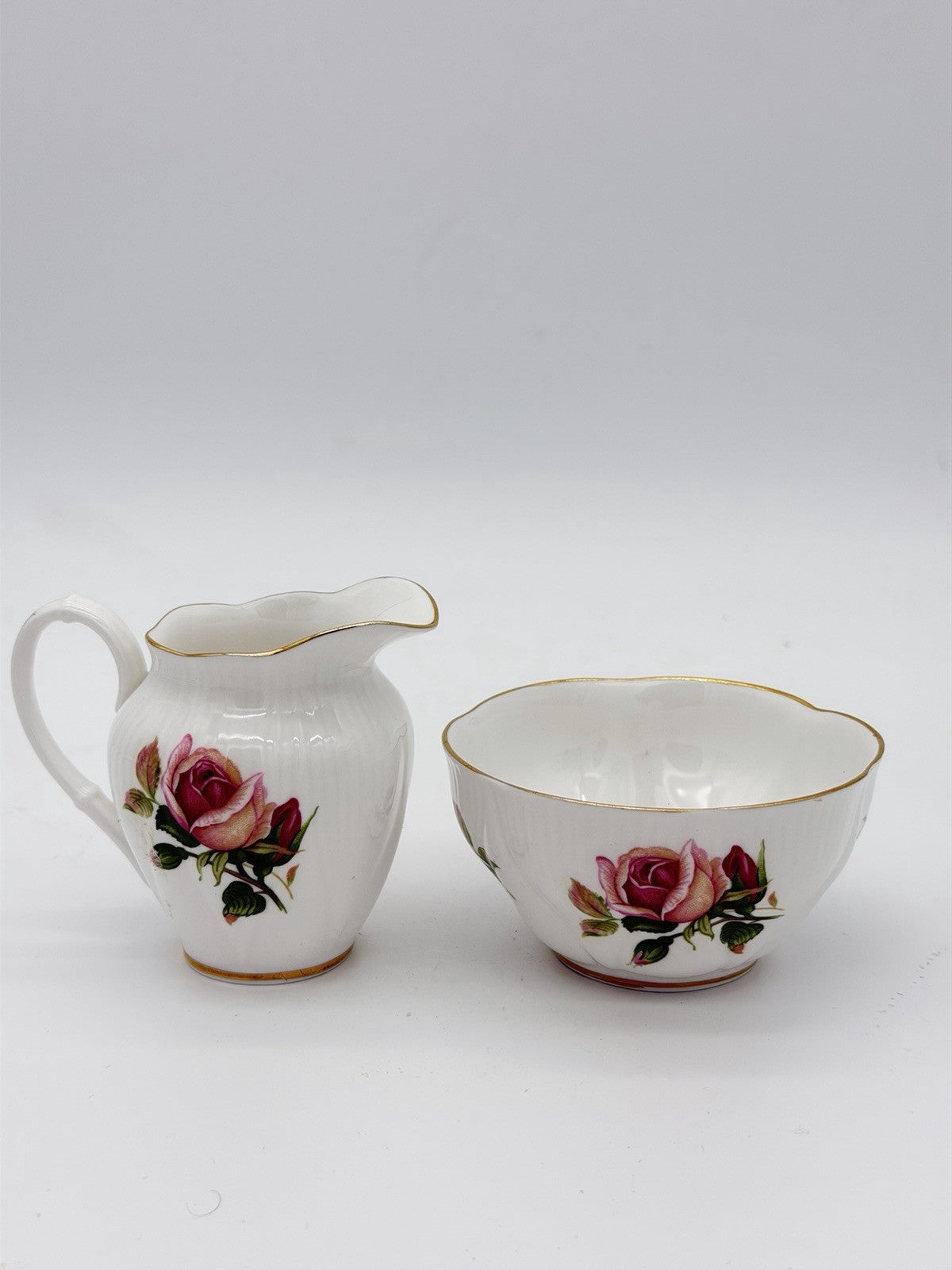 Royal Albert England Porcelain English Beauty Floral Rose Creamer & Sugar Bowl