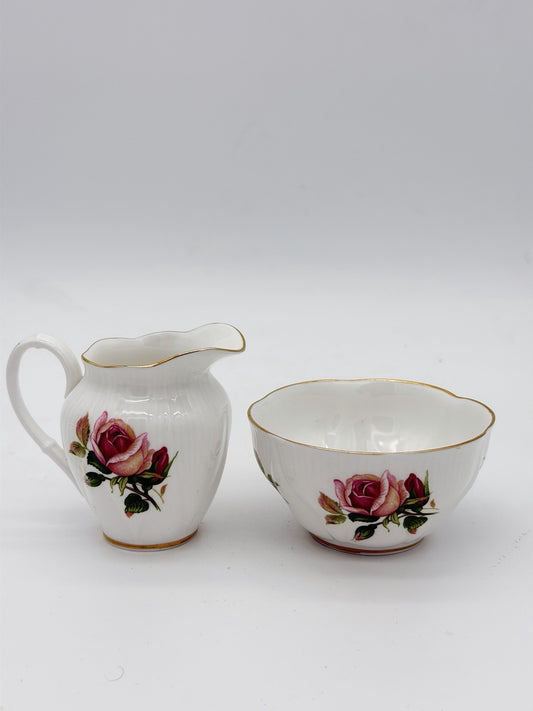 Royal Albert England Porcelain English Beauty Floral Rose Creamer & Sugar Bowl