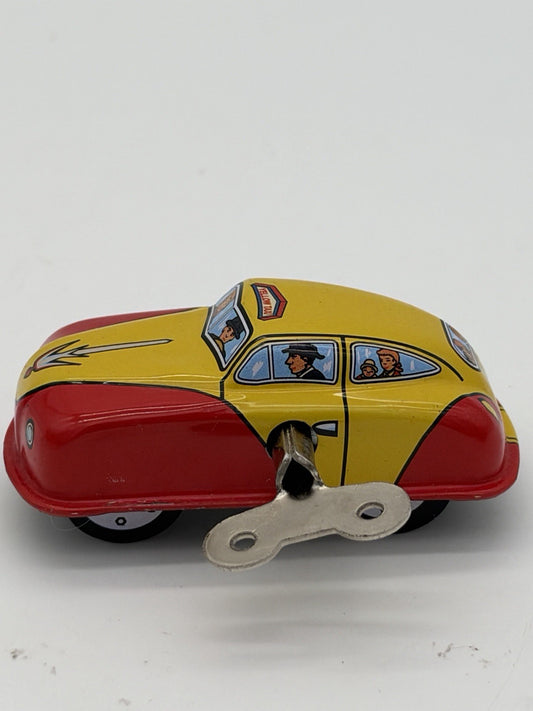 Tin Toy Yellow Taxi Cab Retro Clockwork Toy Car Vintage 1”x2” Metal Japan 6781