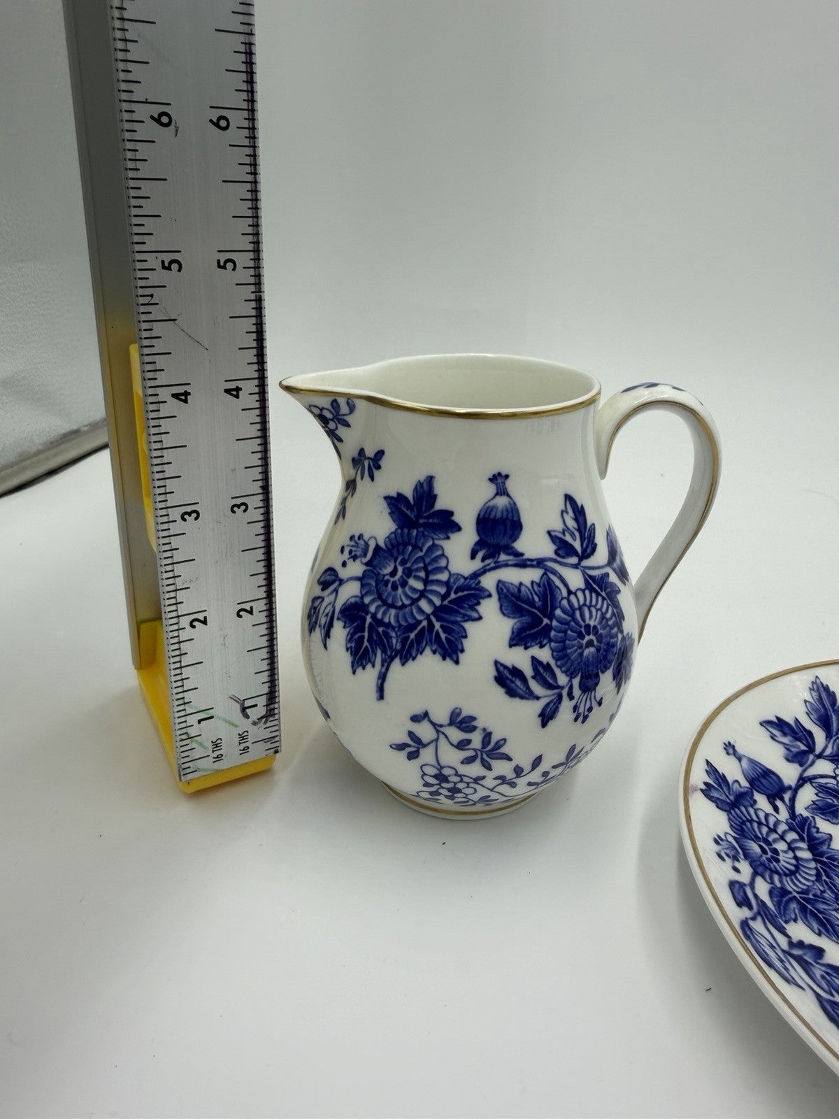 Wedgwood England Porcelain Creamer & Saucer Set Avon Blue/white 1945 Floral