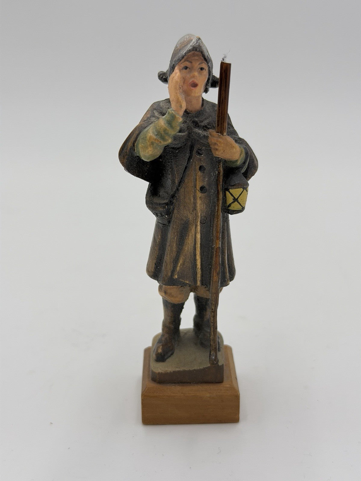 Anri Italy Folk Art  Night Guard 4”H Figurine Wood Hand Carved Vintage Rare