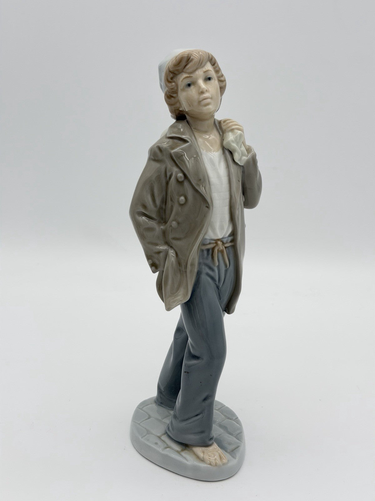 NAO by Lladro  Spain 9" Barefoot Boy With Knapsack Ship Boy Figurine