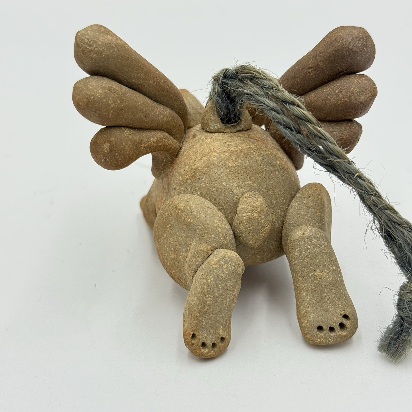 Signed Studio Art Pottery Bunny Angel Wings Ornament