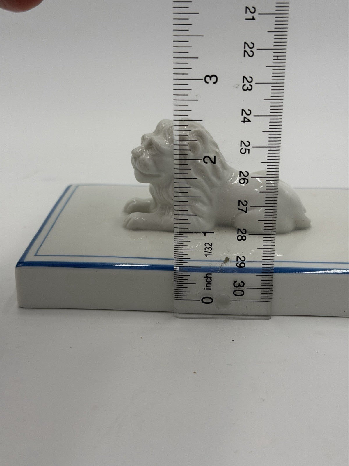 Nymphenburg Porcelain Germany Bavarian Lion Blue Border Antique Figurine