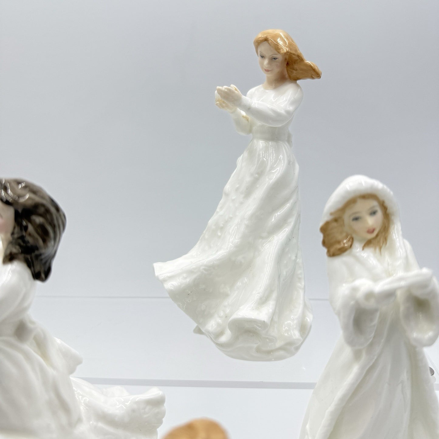 Royal Doulton Porcelain England White Ladies By A. Maslankowski Figurines Set