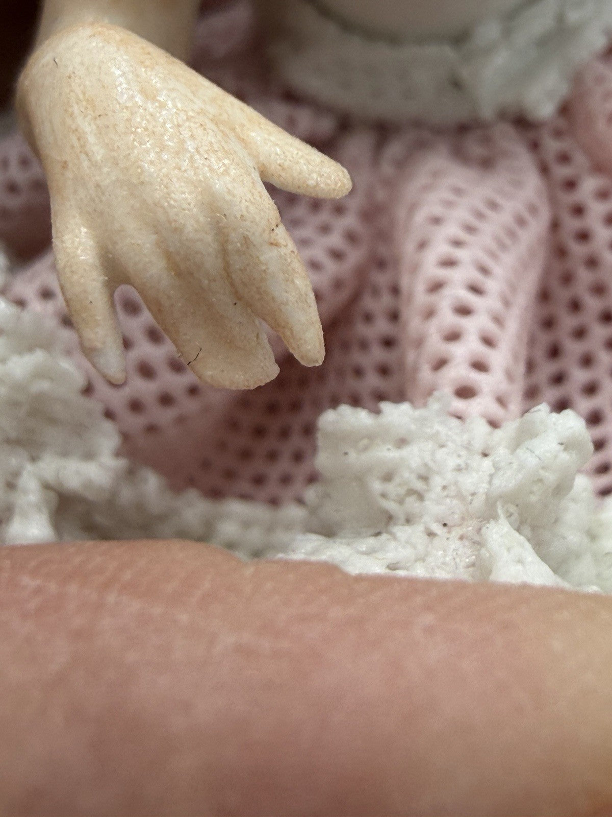 Vintage Karl Klette Dresden Porcelain Ballerina Pink Lace Dress Figurine 4”H