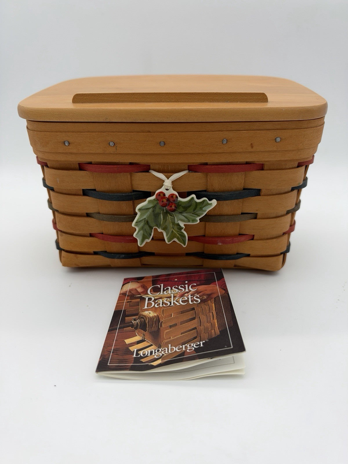 Vintage 2001 Longaberger Recipe Woven Basket w/Lid Liner Tie-on Christmas Rare