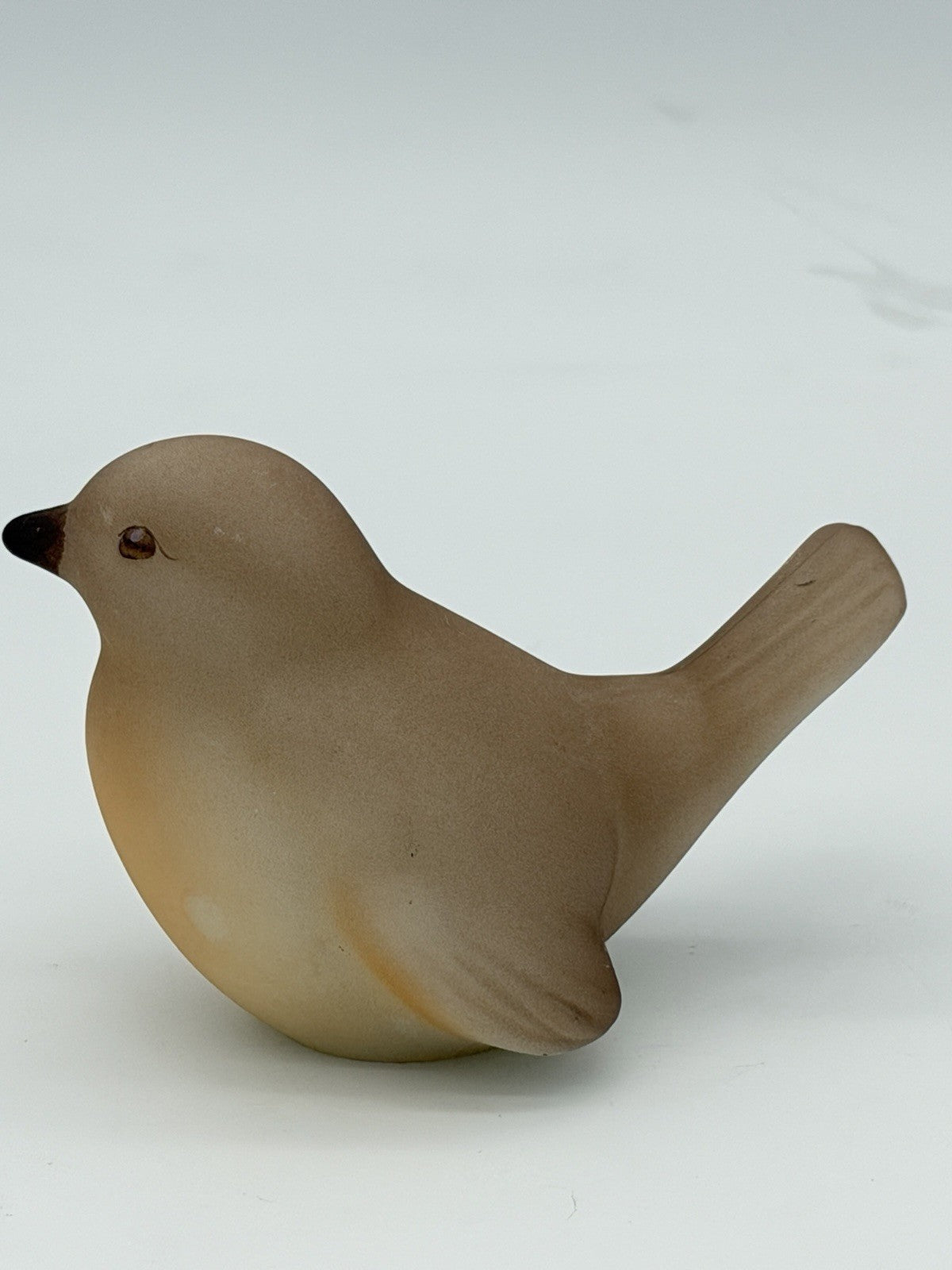 Fenton Art Glass Opal Satin Bird Robin Figurine Vintage Signed USA