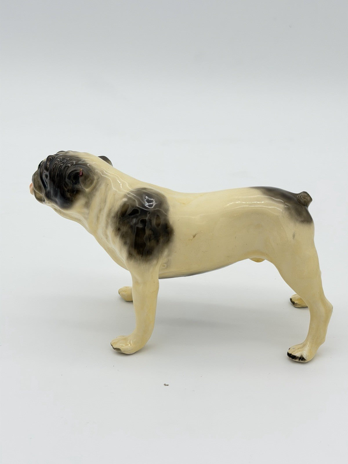 Vintage Mortens Studio Bulldog Figurine W/ Original Sticker Dog Ceramic Painted