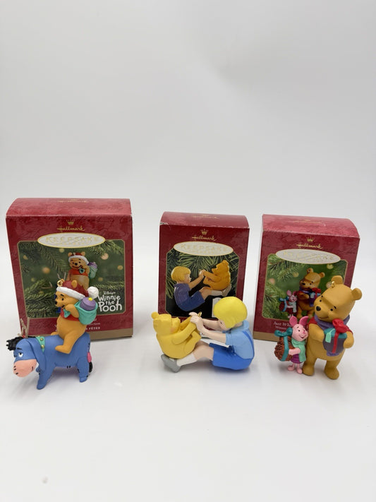 Hallmark Keepsake Winnie The Pooh Christmas Ornaments 3 PCs Vintage 2001