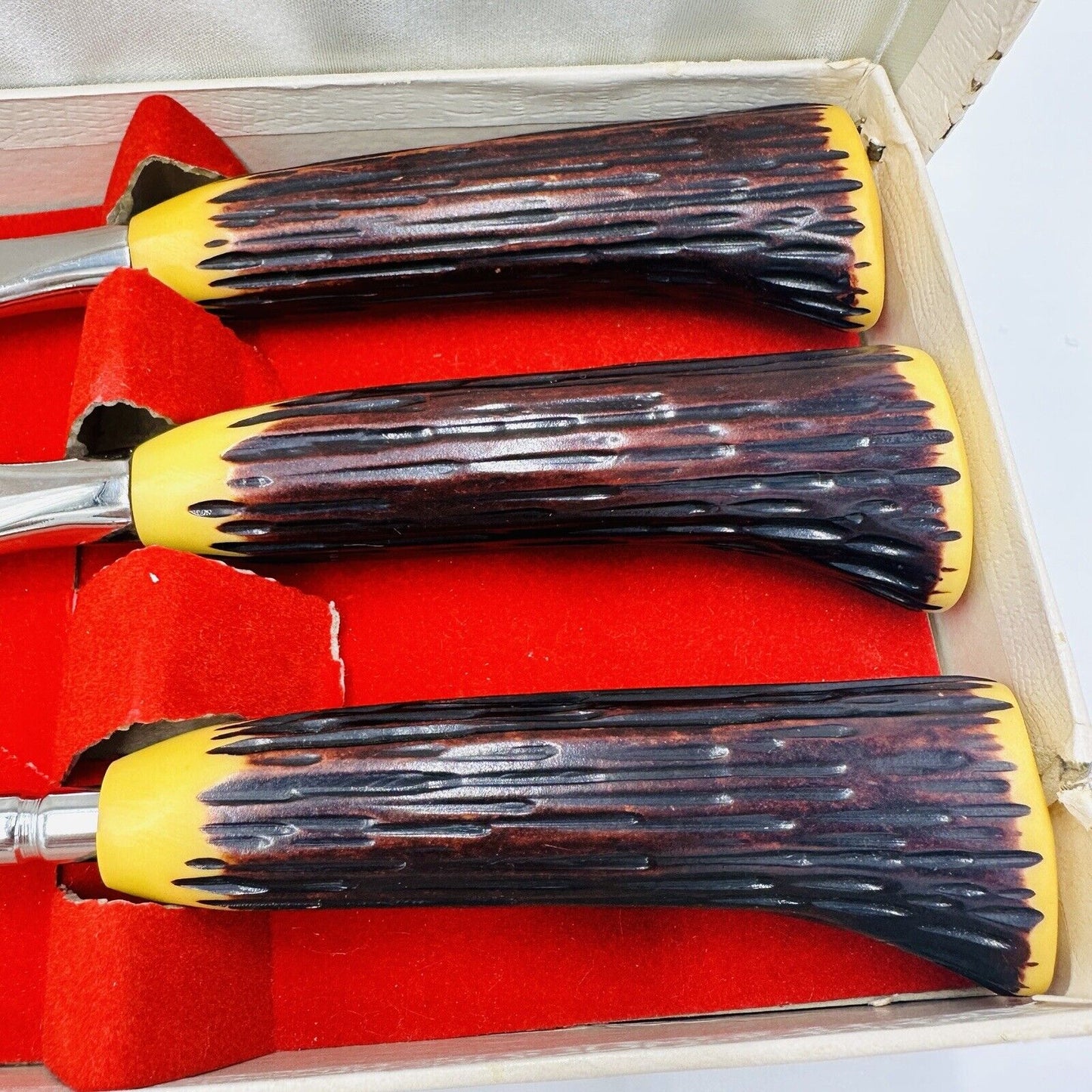 Washington Forge Cutlery Carving Set Stainless Steel Bakelite Staghorn  Vintage