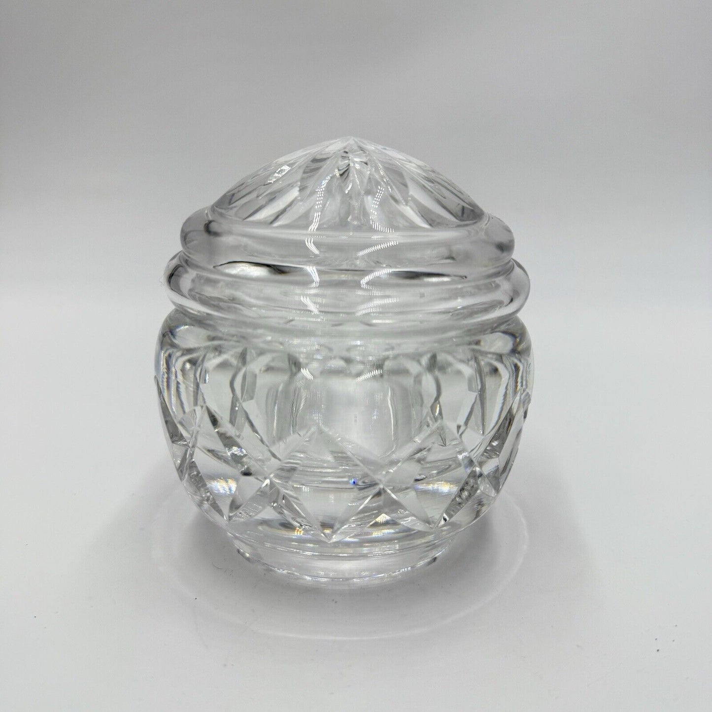 Waterford Crystal Round 4 Inch Heavy Dresser Powder Box Covered Jar Rare