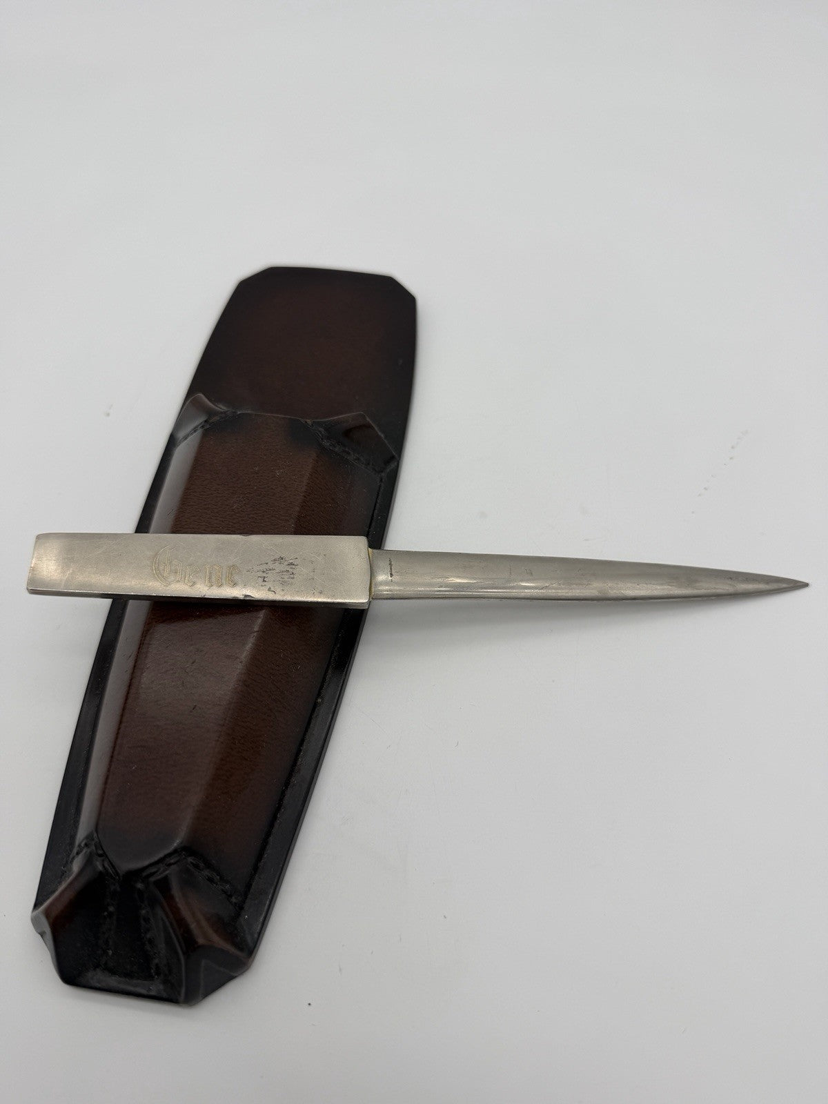 Vintage Matina Leather Case & Arthur Sam Italy Letter Opener Monogram Set