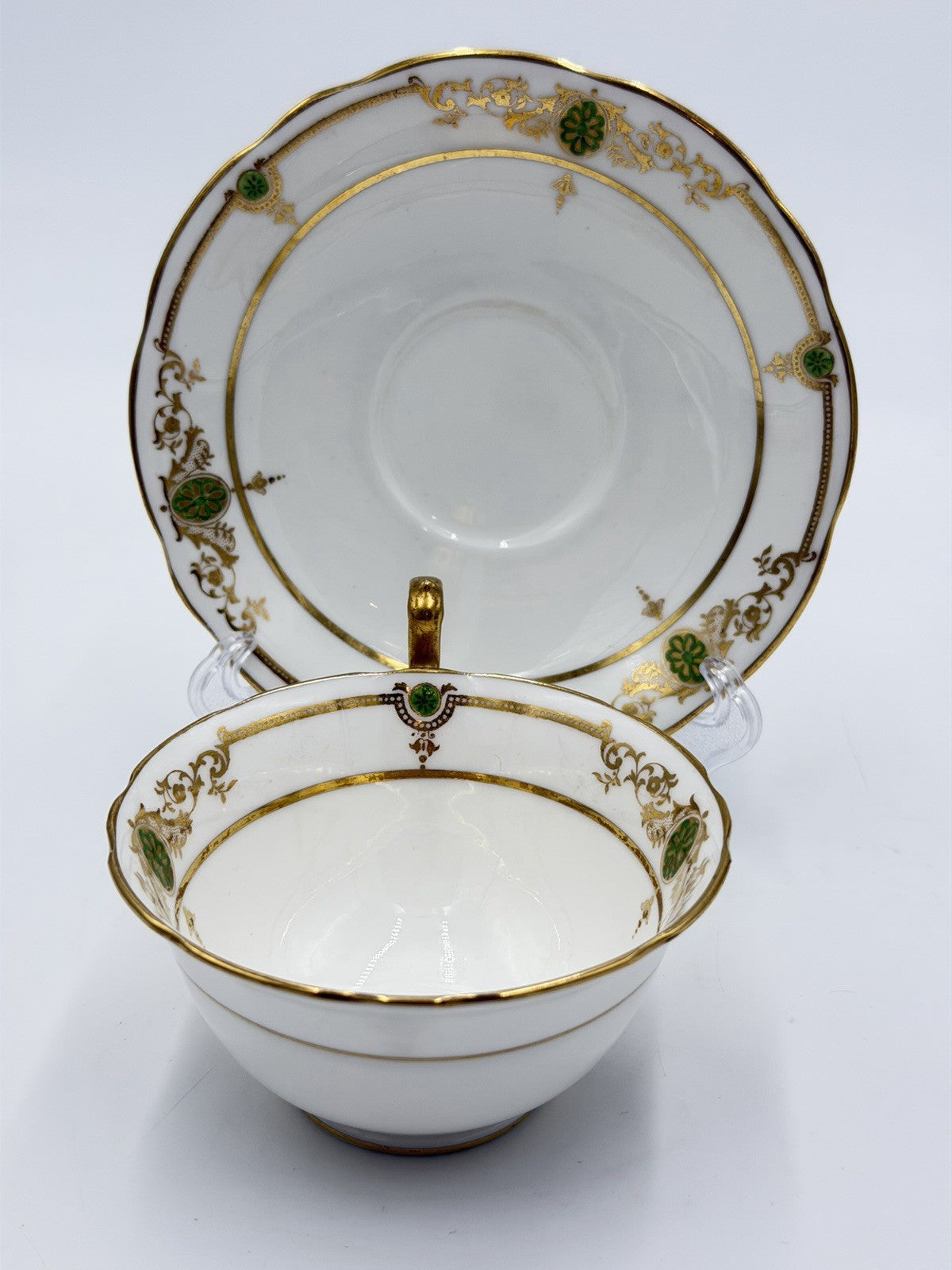 Rare Vintage Aynsley Porcelain England Tea Cup & Saucer Painted Gold Gilt Set