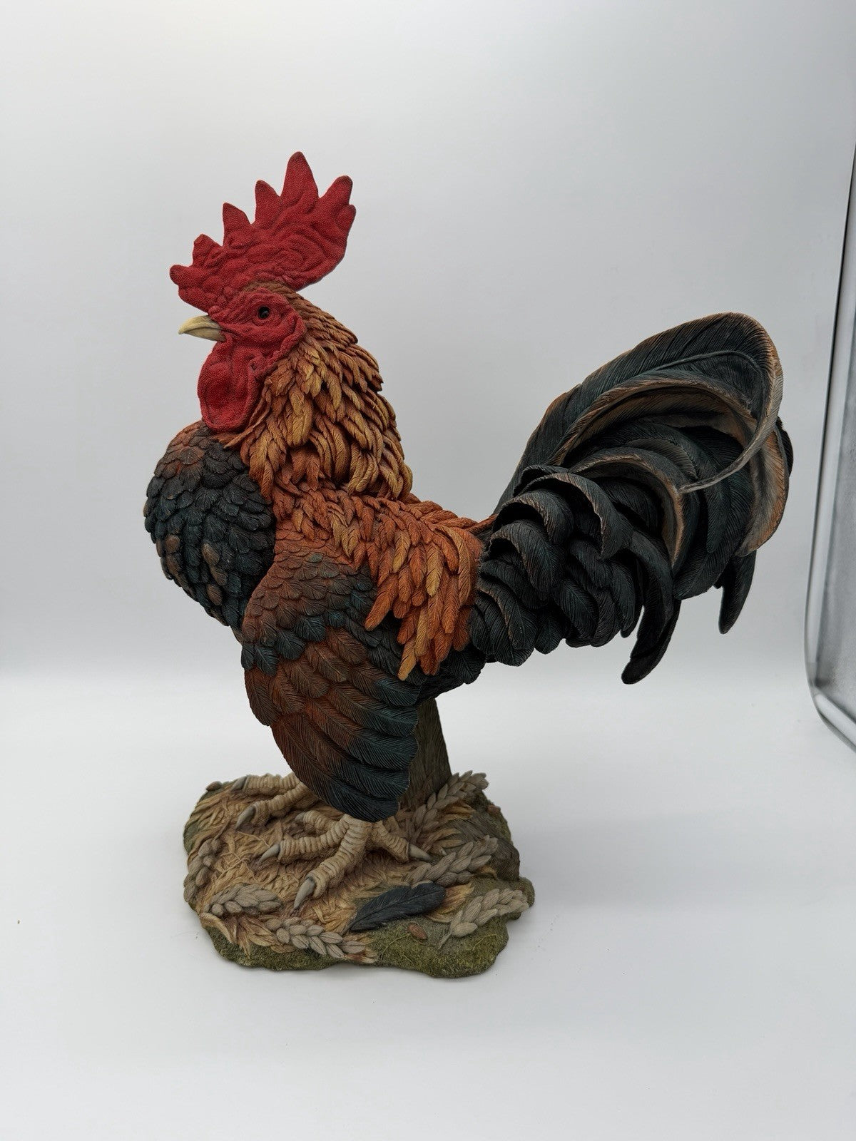 Huge Country Artists England Hand Painted Signed Rooster Sculpture 17”H