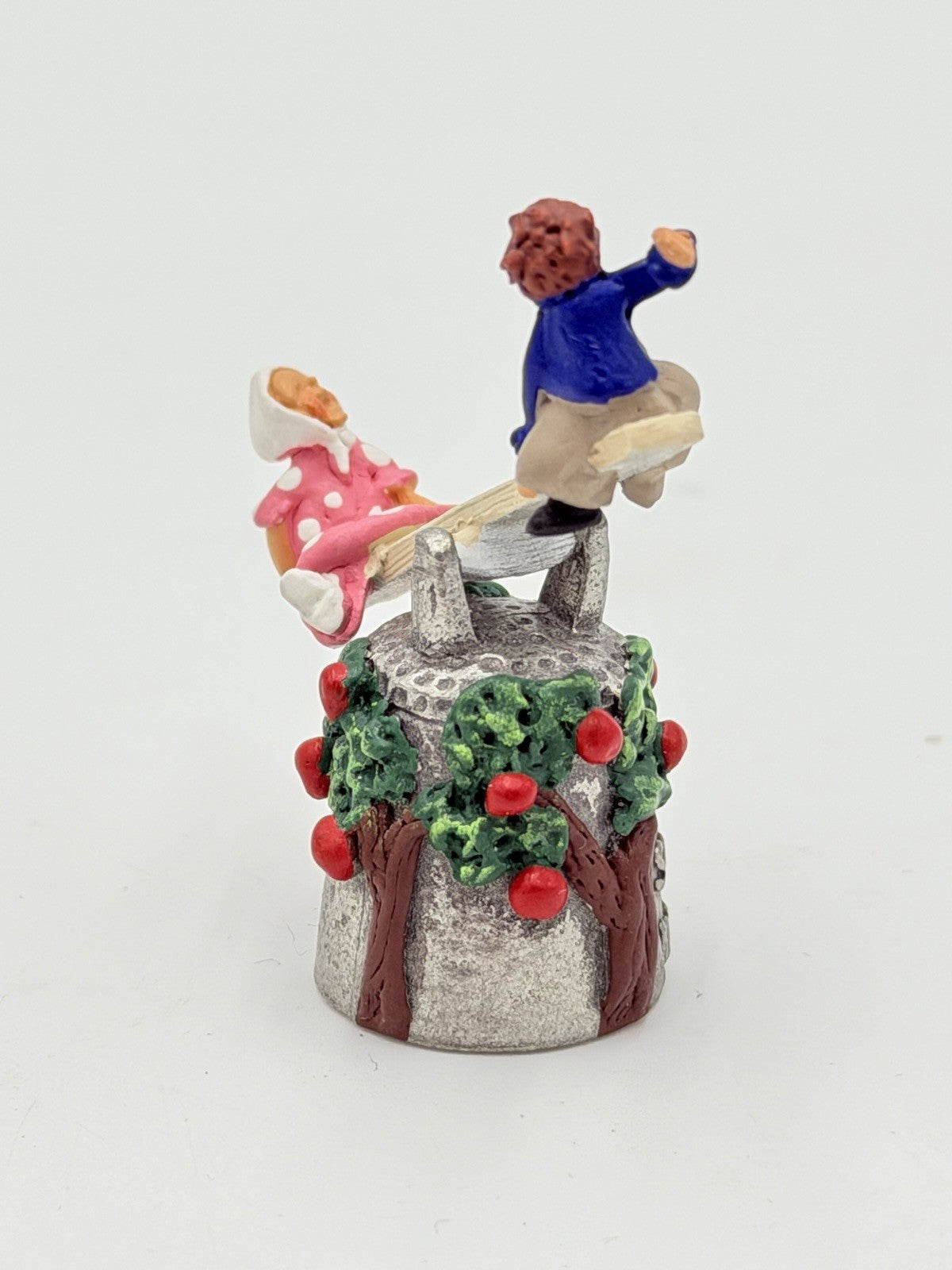 Vintage Stephen Frost Pewter Thimble See Saw Margery Daw Moveable Kids Playing