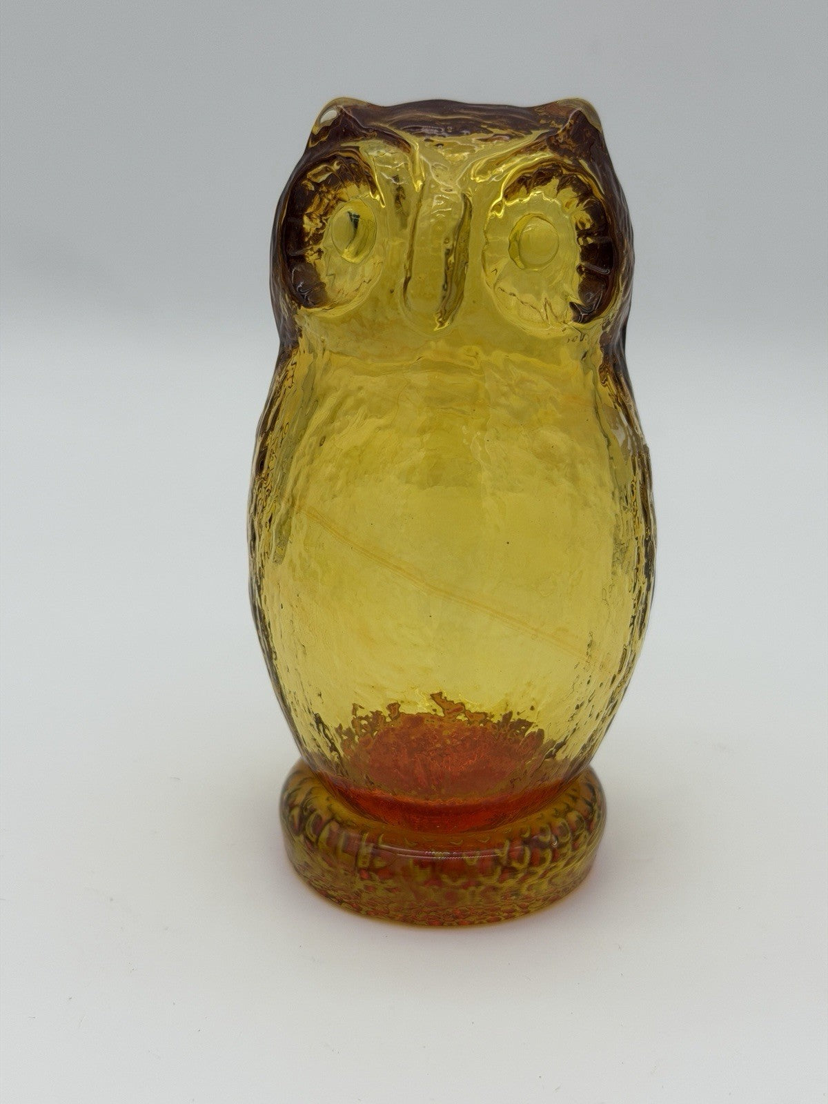 Pilgrim Art Glass Amberina/amber Owl Figurine Vintage 5”H Hand Blown Glass