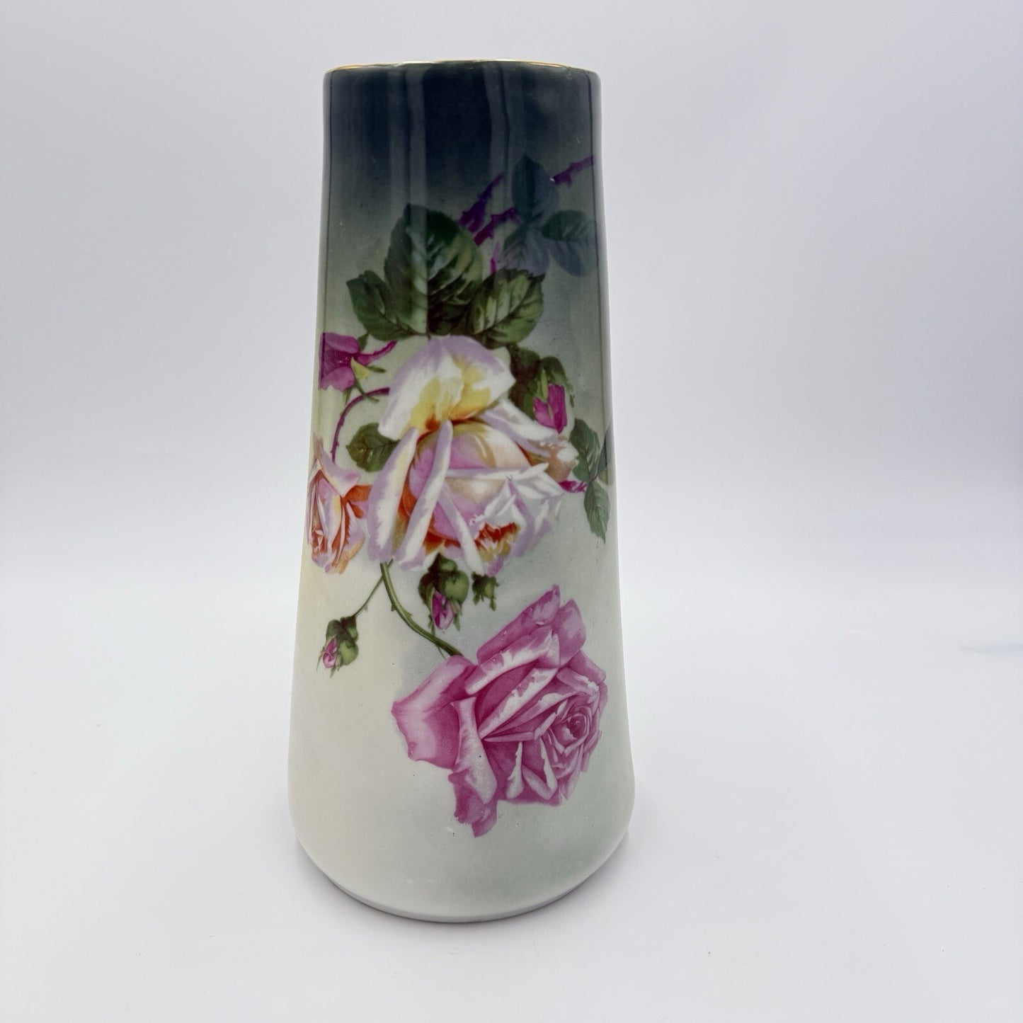 Antique Carl Tielsch CT Altwasser Silesia Germany Hand Painted Vase 1900's 10.4"