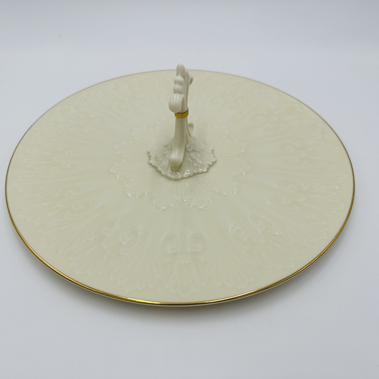 Lenox Serving Tray Center Handled Chateau Collection Gold Trim Porcelain Beige