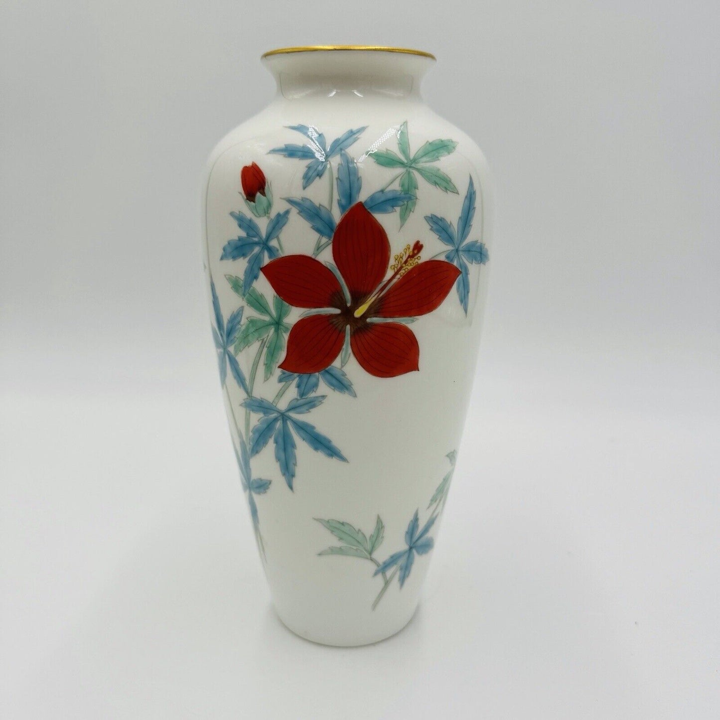 Noritake china Nippon toki kaisha vase with habiscus floral porcelain 8.5in