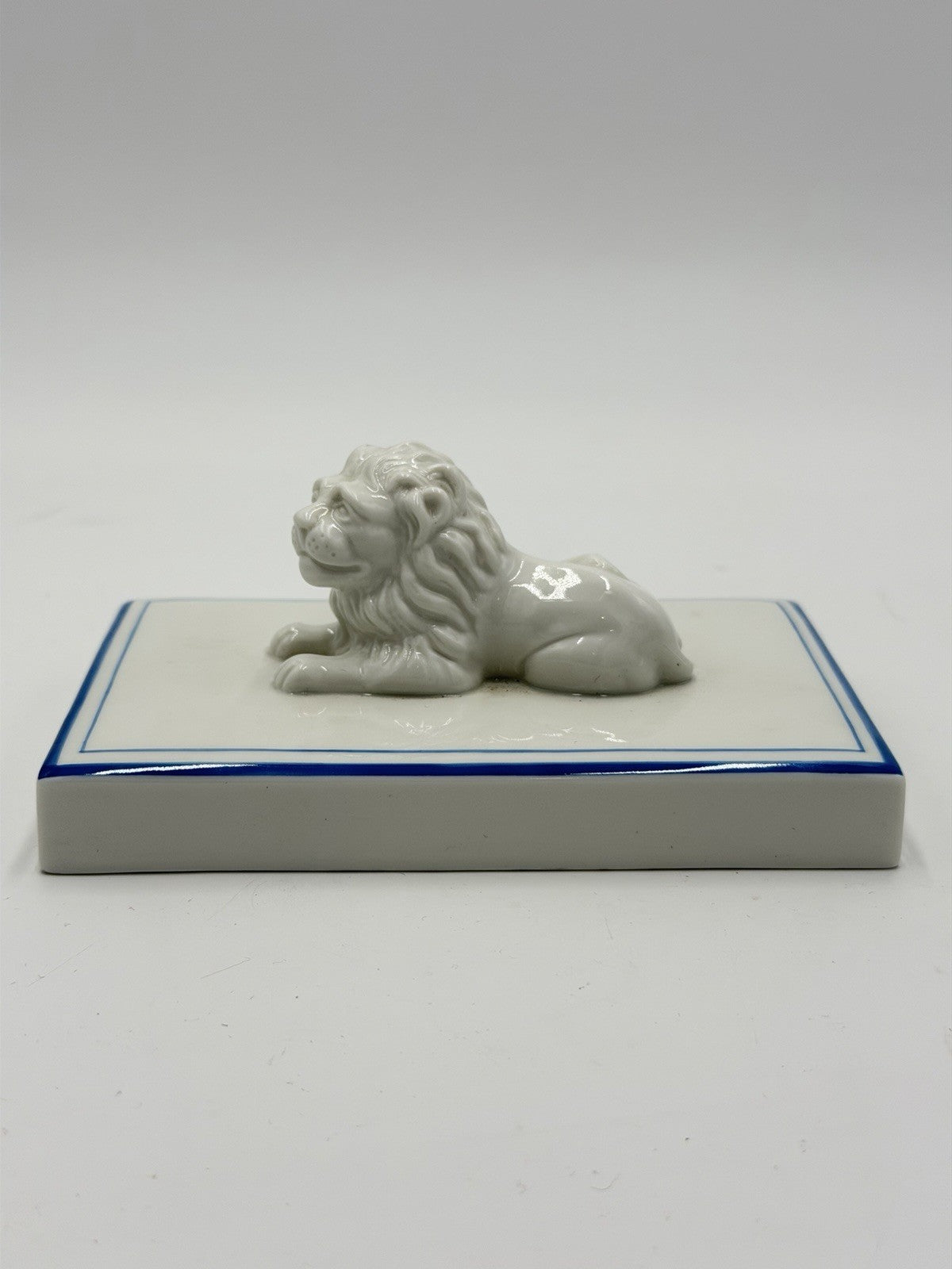 Nymphenburg Porcelain Germany Bavarian Lion Blue Border Antique Figurine