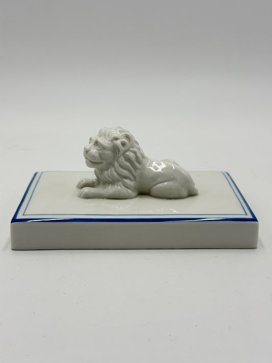 Nymphenburg Porcelain Germany Bavarian Lion Blue Border Antique Figurine