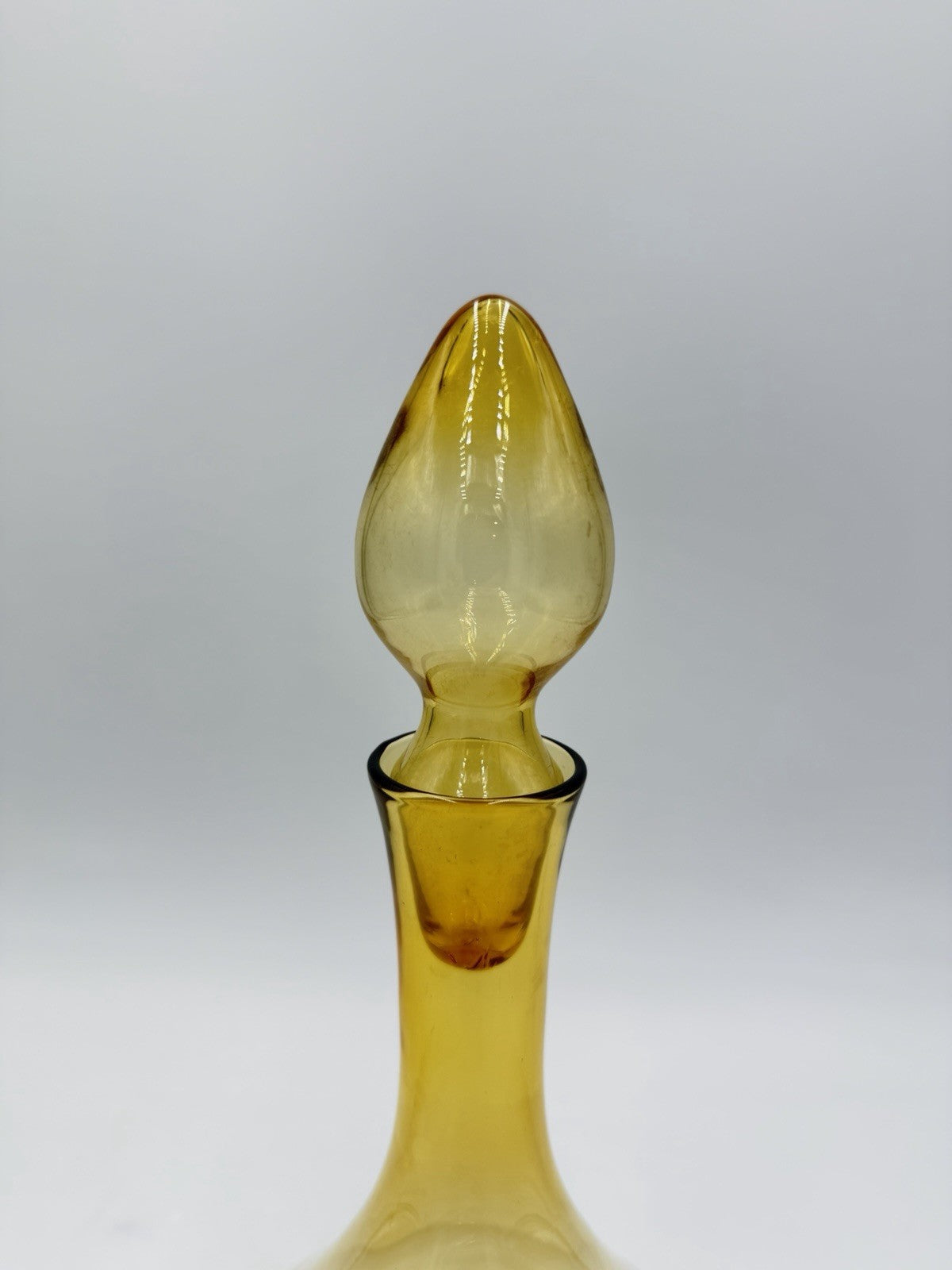 Rare MCM Empoli Italy  Art Glass Decanter  Amber W/stopper & Sticker 12”H