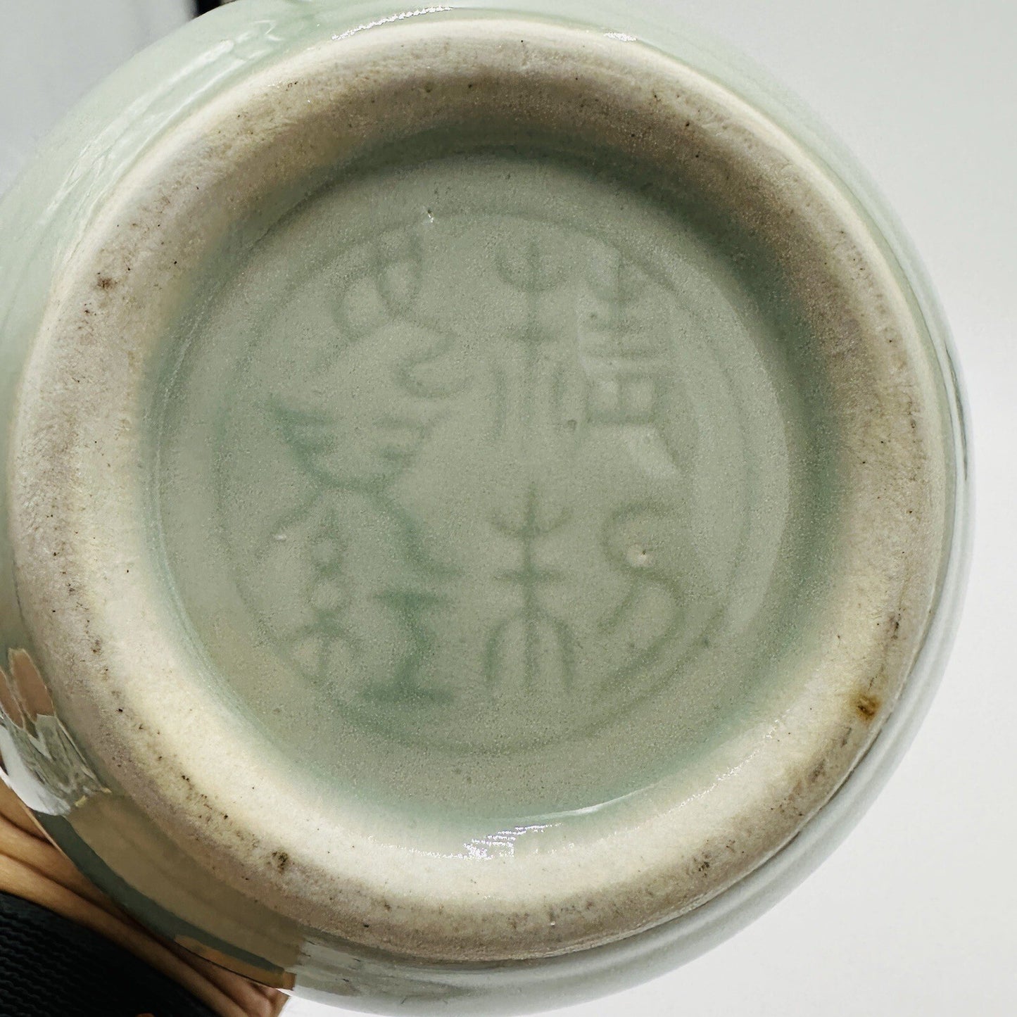 Chinese Celadon Pottery Spirit Pot Pouring Jug Green Glossy Round Antique