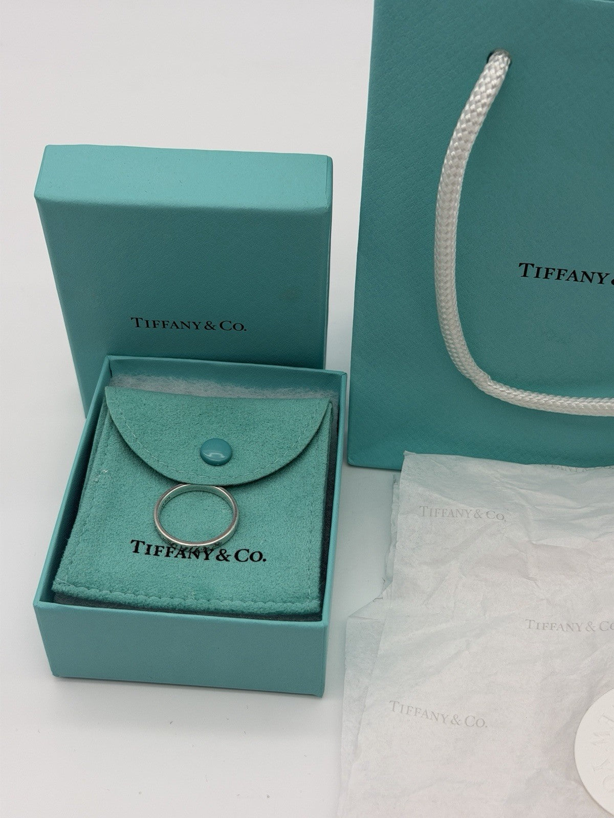 Tiffany &Co Sterling Silver I Love You Notes Narrow Band Ring Box/pouch Size 9