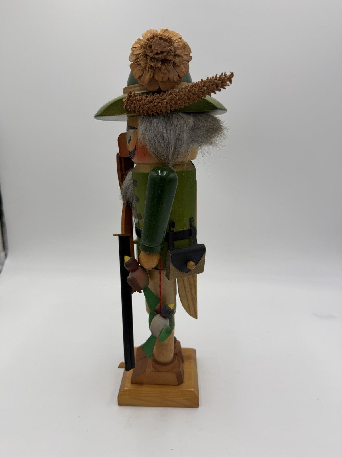Authentic Steinbach Germany Wooden Bird Hunter 15" Nutcracker Painted Carved