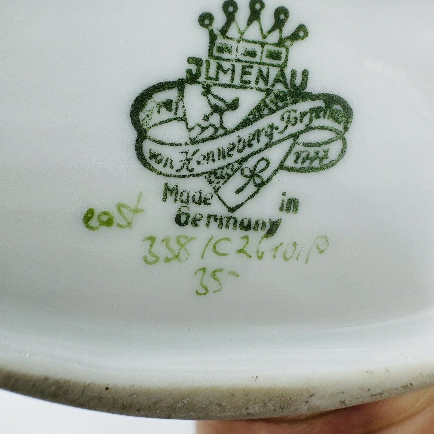 JLmenau Germany Graf Von Henneberg Green  5” Trinket Dish Set Antique
