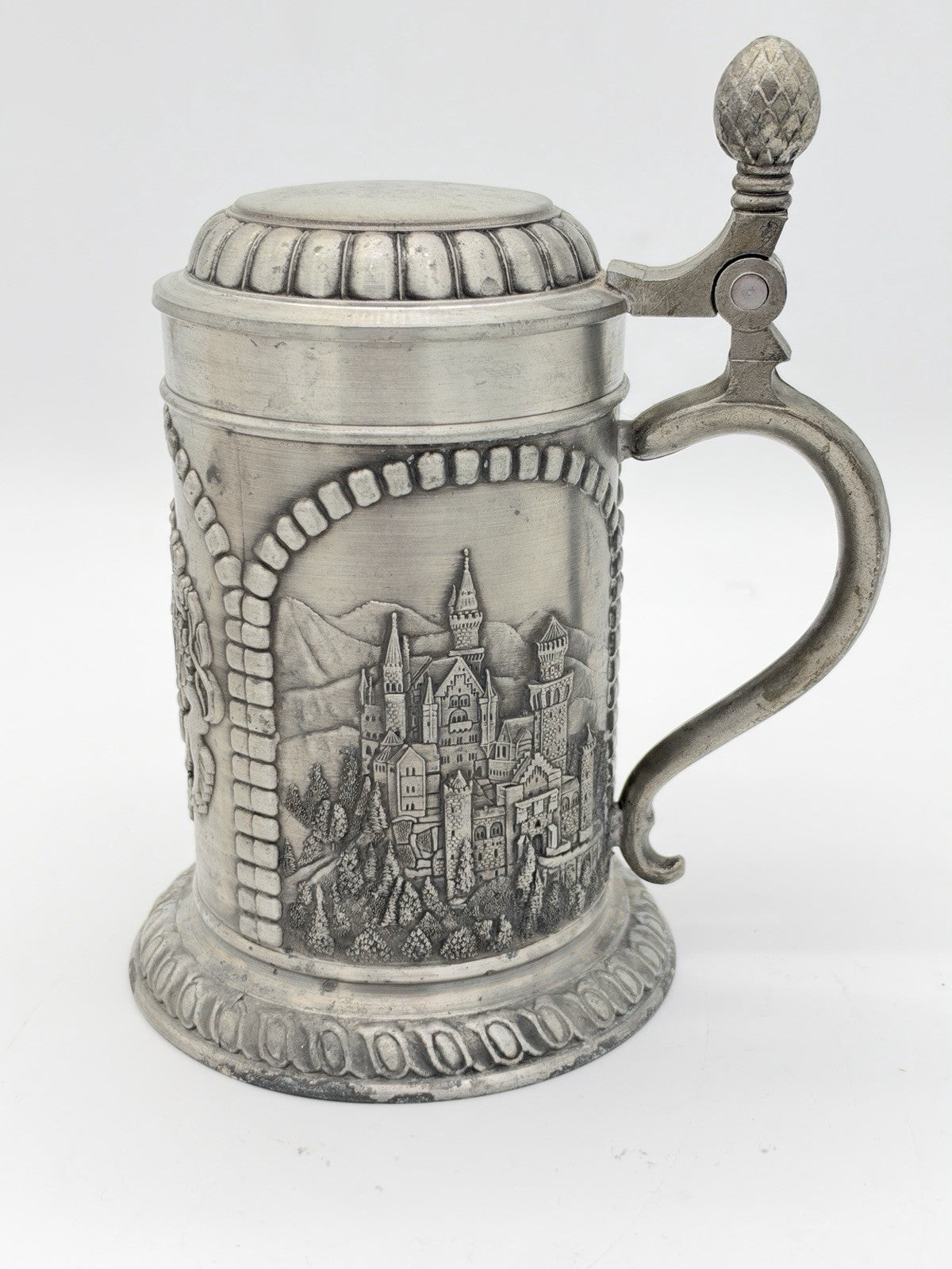 VINTAGE Domex Zinn Pewter Beer Stein Germany Neuschwanstein Castle 95% Zinn
