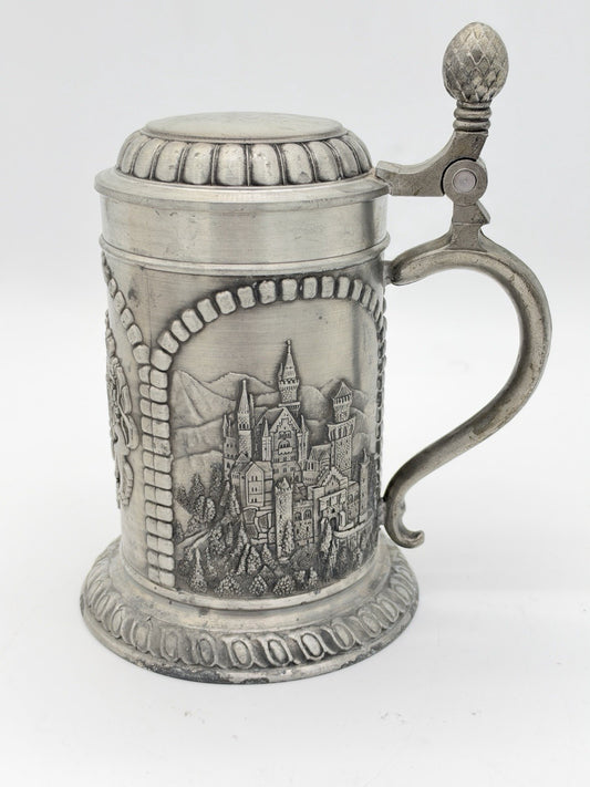 VINTAGE Domex Zinn Pewter Beer Stein Germany Neuschwanstein Castle 95% Zinn