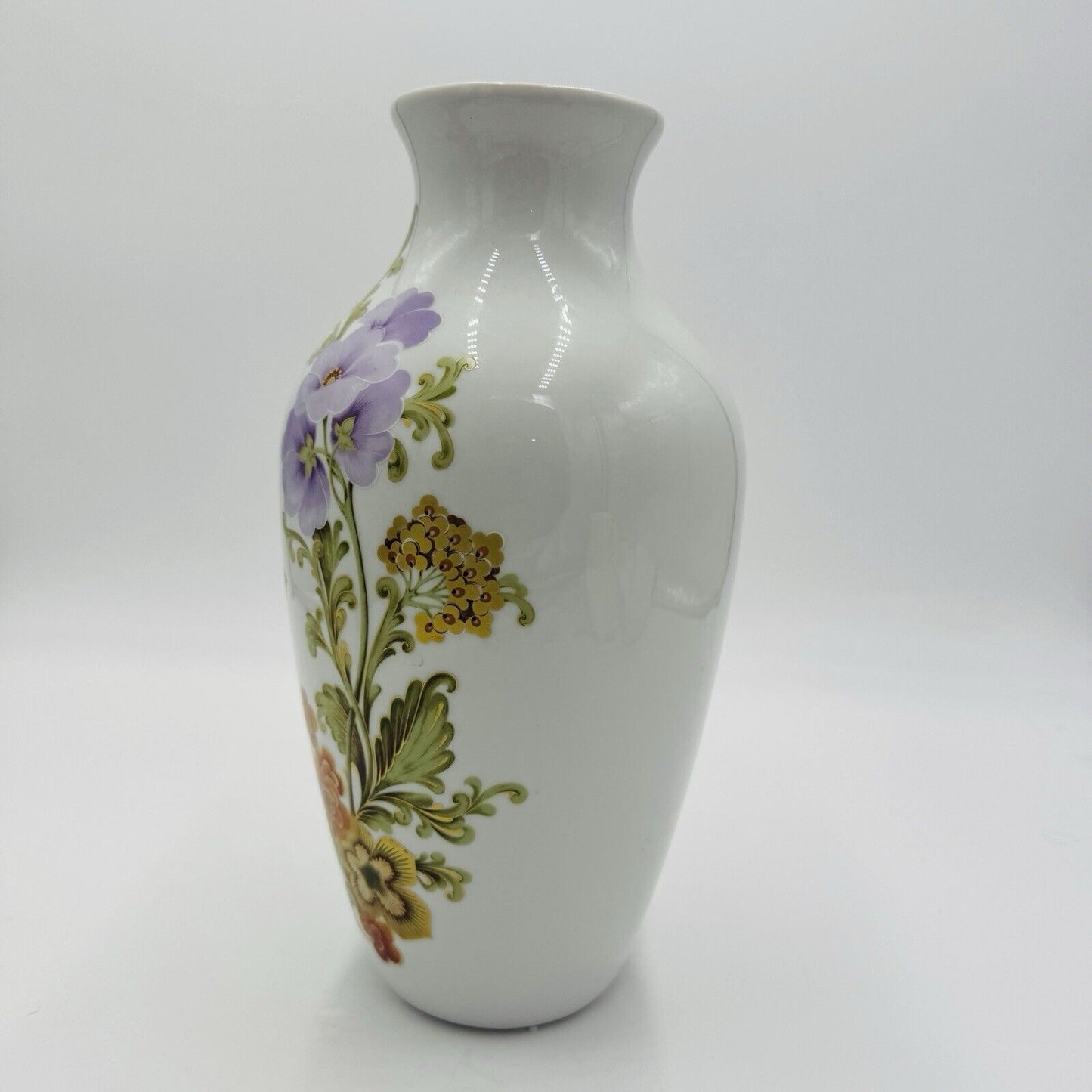 Kaiser germany porcelain Annabelle vase Floral Butterfly Gilt 11” Signed Vintage