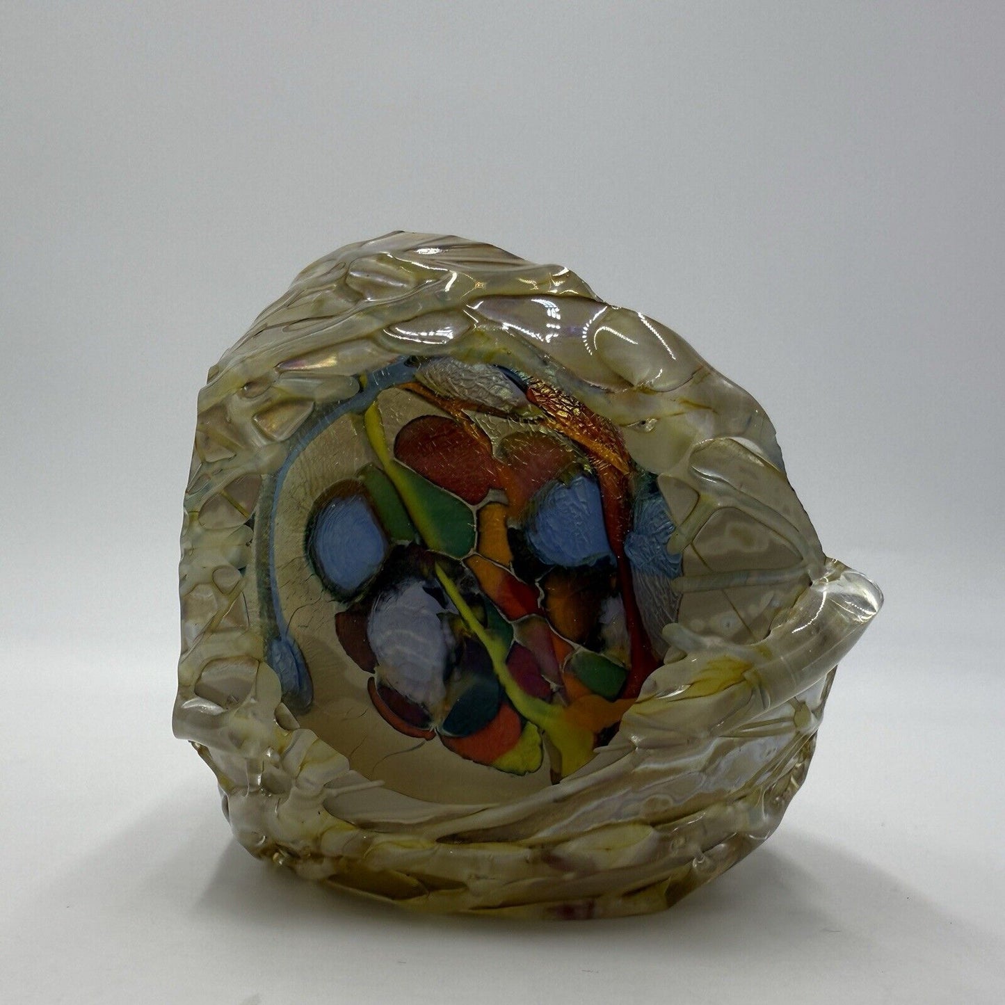 Douglas BECKER Signed Art Glass Paperweight Studio Dichroic Confetti Signed 1981